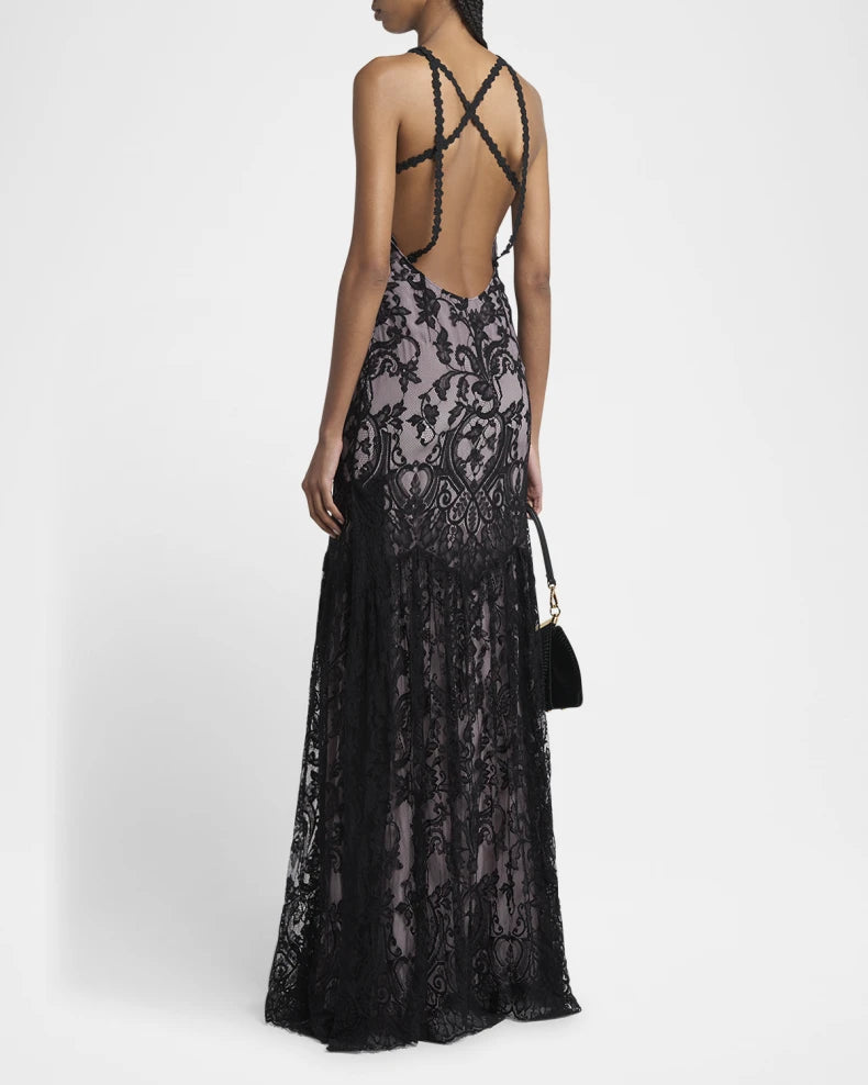 Charming and unique design Beautiful generous simple Strappy Lace Trumpet Gown