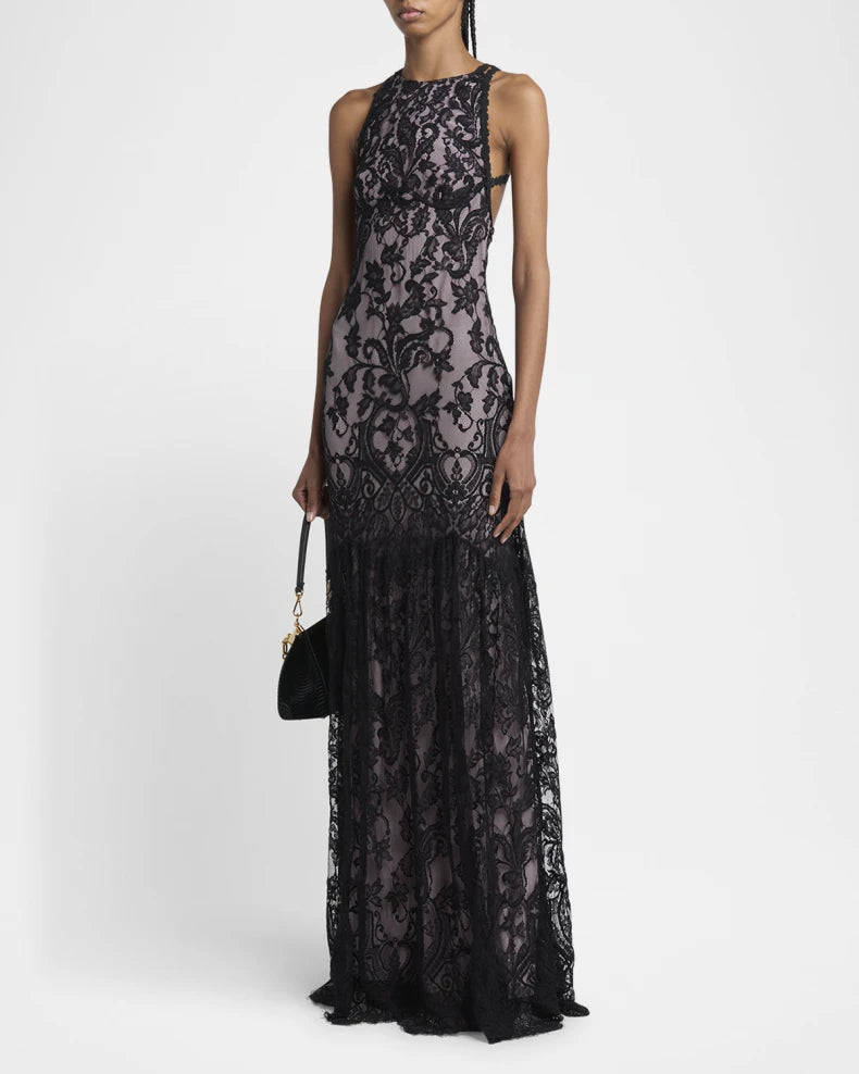 Charming and unique design Beautiful generous simple Strappy Lace Trumpet Gown