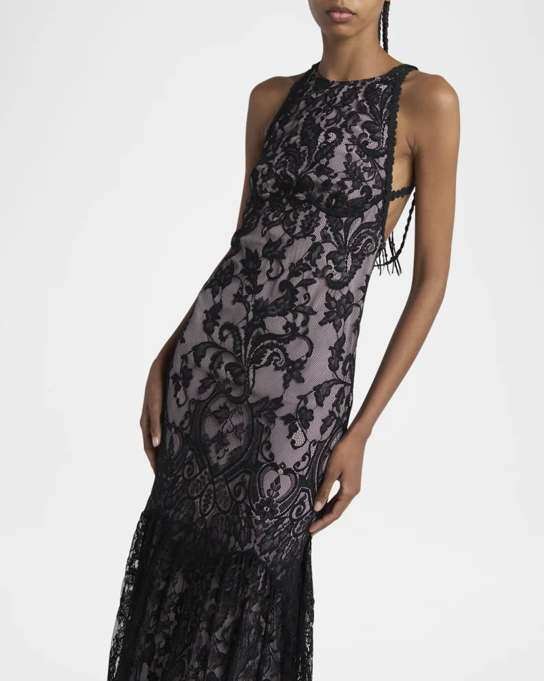 Charming and unique design Beautiful generous simple Strappy Lace Trumpet Gown