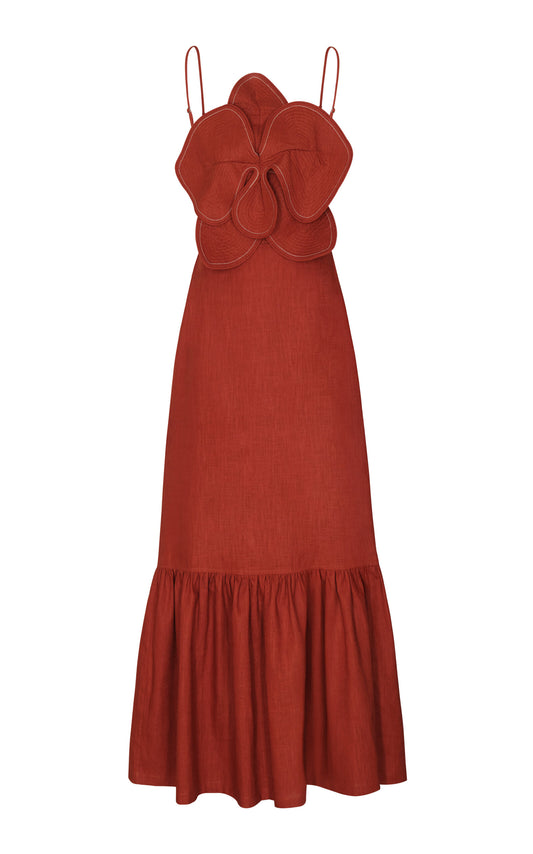 Party Dresses Muy Caribeña Appliquéd Linen Gown Gentle beautiful and grand