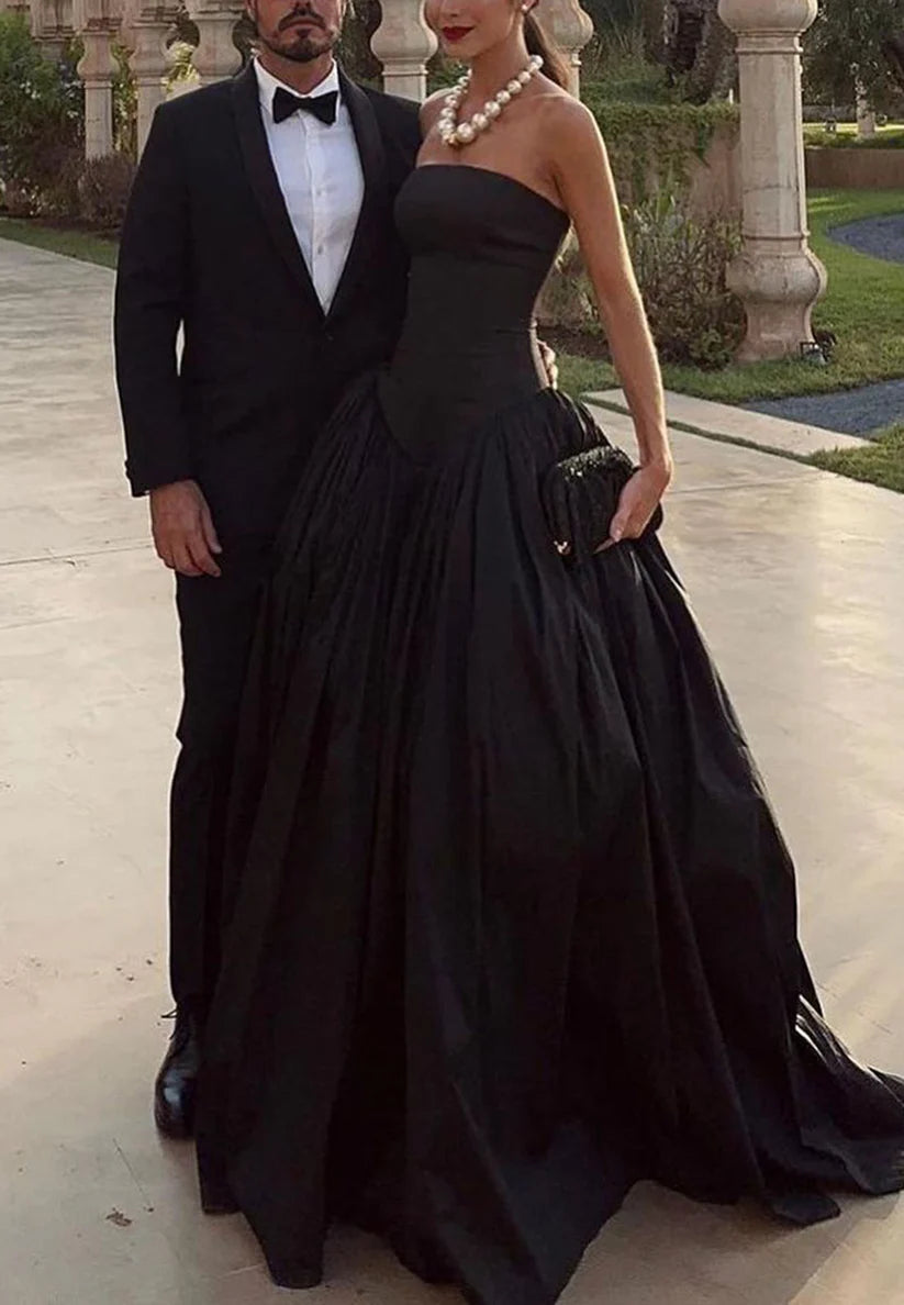 Straight Across Sleeveless Lace-Up Pleated A-Line Prom Dress Simple gentle beautiful and unique design