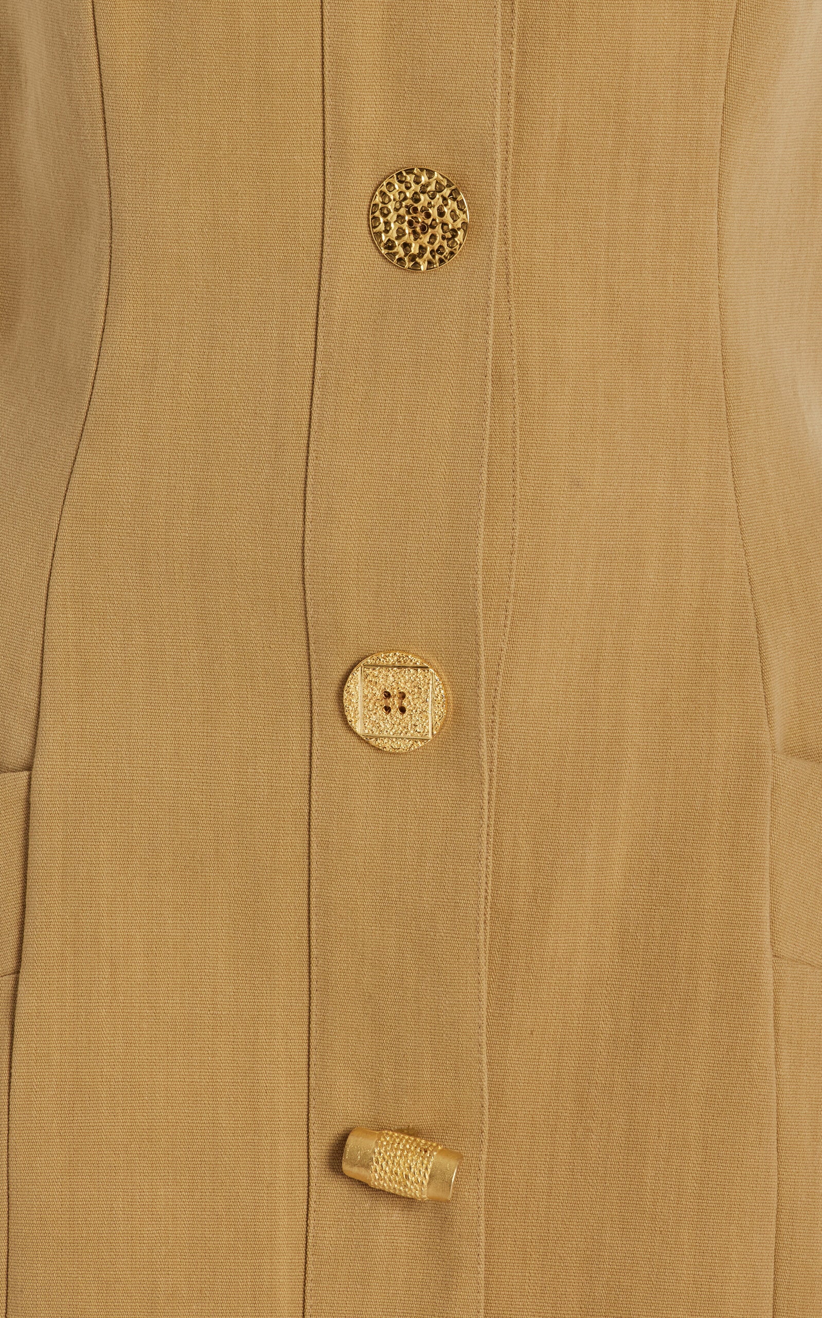 Exclusive Bijou Strapless Buttoned Cotton Midi Dress