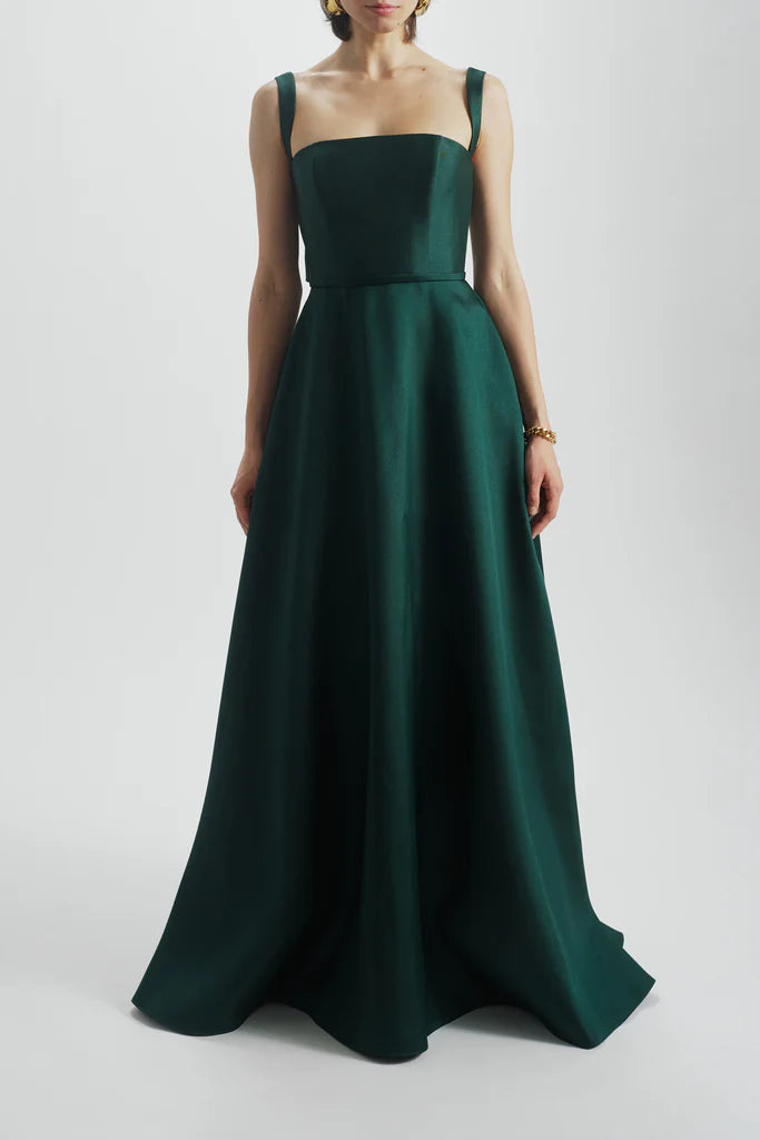 Mikado curved neckline A-line gown with strap and bow detail Mikado Simple atmospheric beautiful and unique design