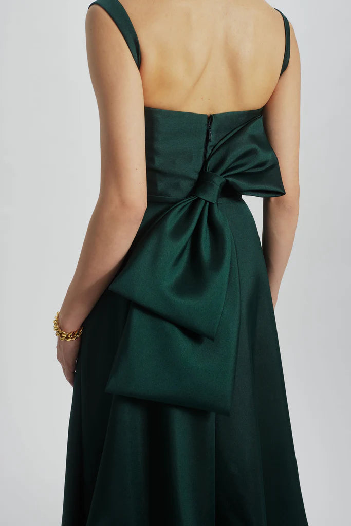 Mikado curved neckline A-line gown with strap and bow detail Mikado Simple atmospheric beautiful and unique design