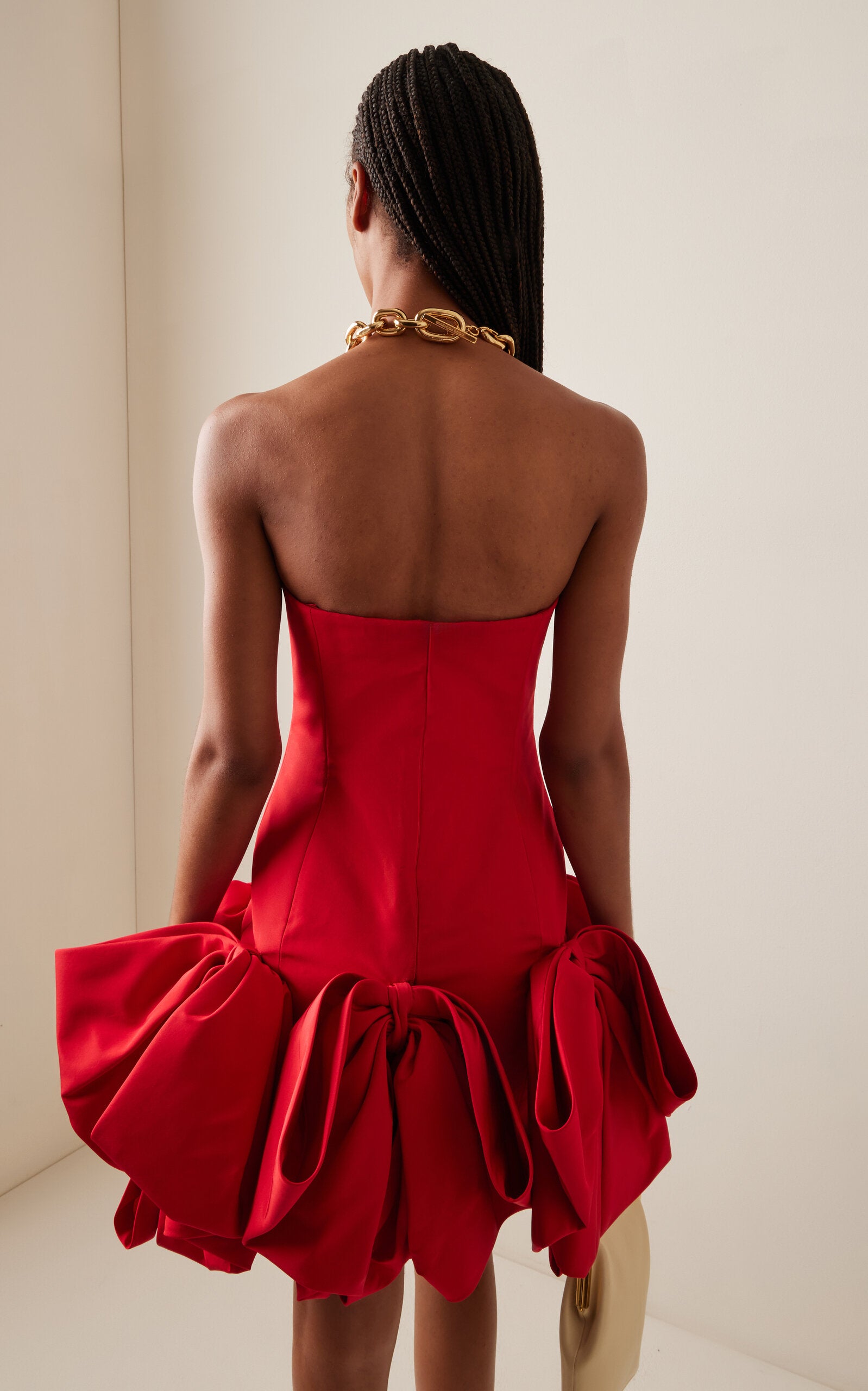 Bow-Detailed Silk Mini Dress Simple gentle beautiful and grand