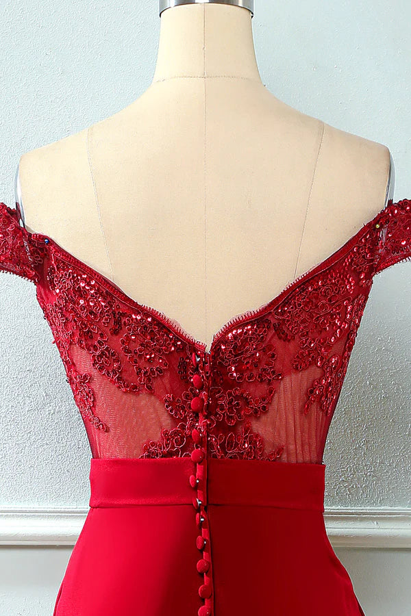 Off Shoulder Sequins Mermaid Prom Dress simple gentle atmospheric and unique desi