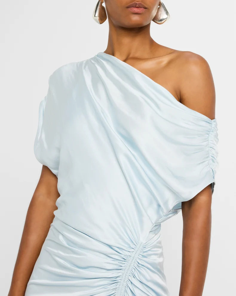 Penny One-Shoulder Ruched Satin Gown Charming and unique design Beautiful generous simple