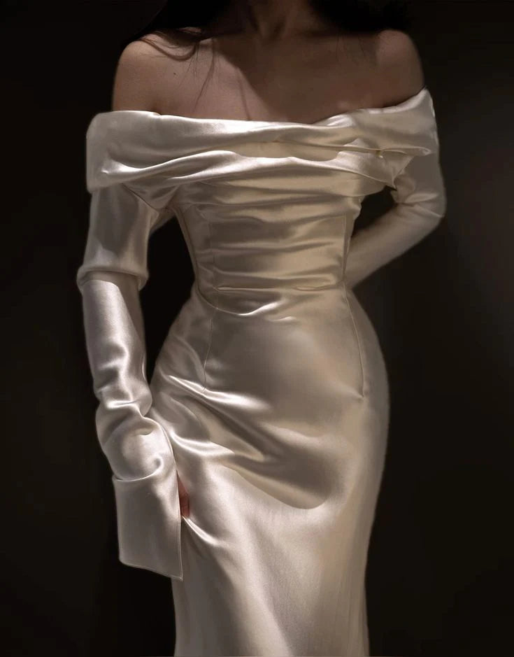 Off Shoulder Long Wedding Dress Princess Bridal Gown