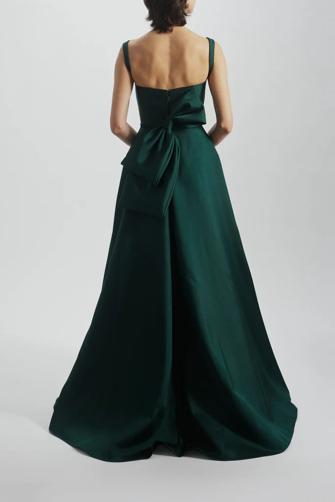 Mikado curved neckline A-line gown with strap and bow detail Mikado Simple atmospheric beautiful and unique design