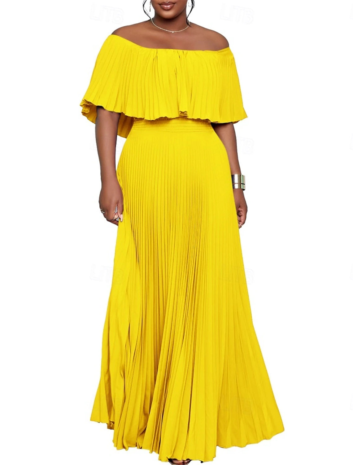 A-Line Dresses Elegant Dress Wedding Wedding Guest Floor Length Short Sleeve Off Shoulder Polyester Backless with Pleats