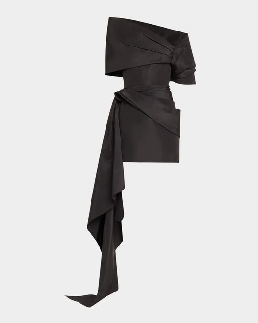 Draped Mini Cocktail Dress With Draped Stole Charming and unique design Beautiful generous simple
