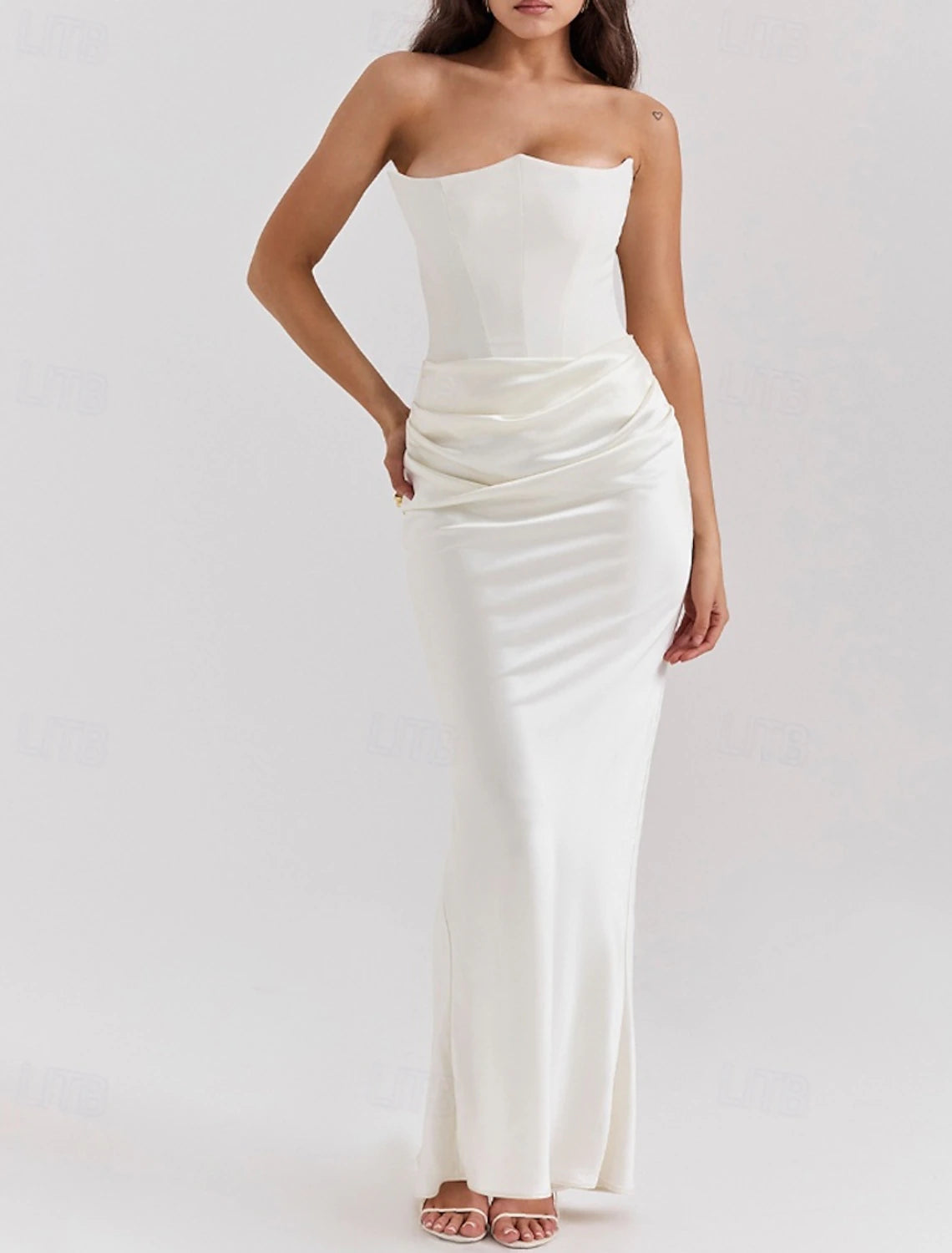 Women's Long Dress Maxi Dress White Dress Graduation Dress Prom Dress Party Dress Elegant Fashion Party Special Occasion Evening Party Regular Fit Plain Sleeveless Strapless Black White Pink Red