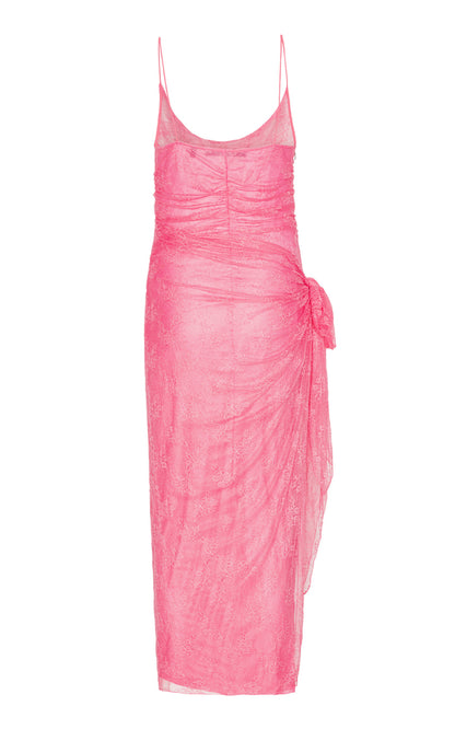 Ruffled Stretch-CrepRuched Lace Mini Dress Full of charm simple and atmospheric