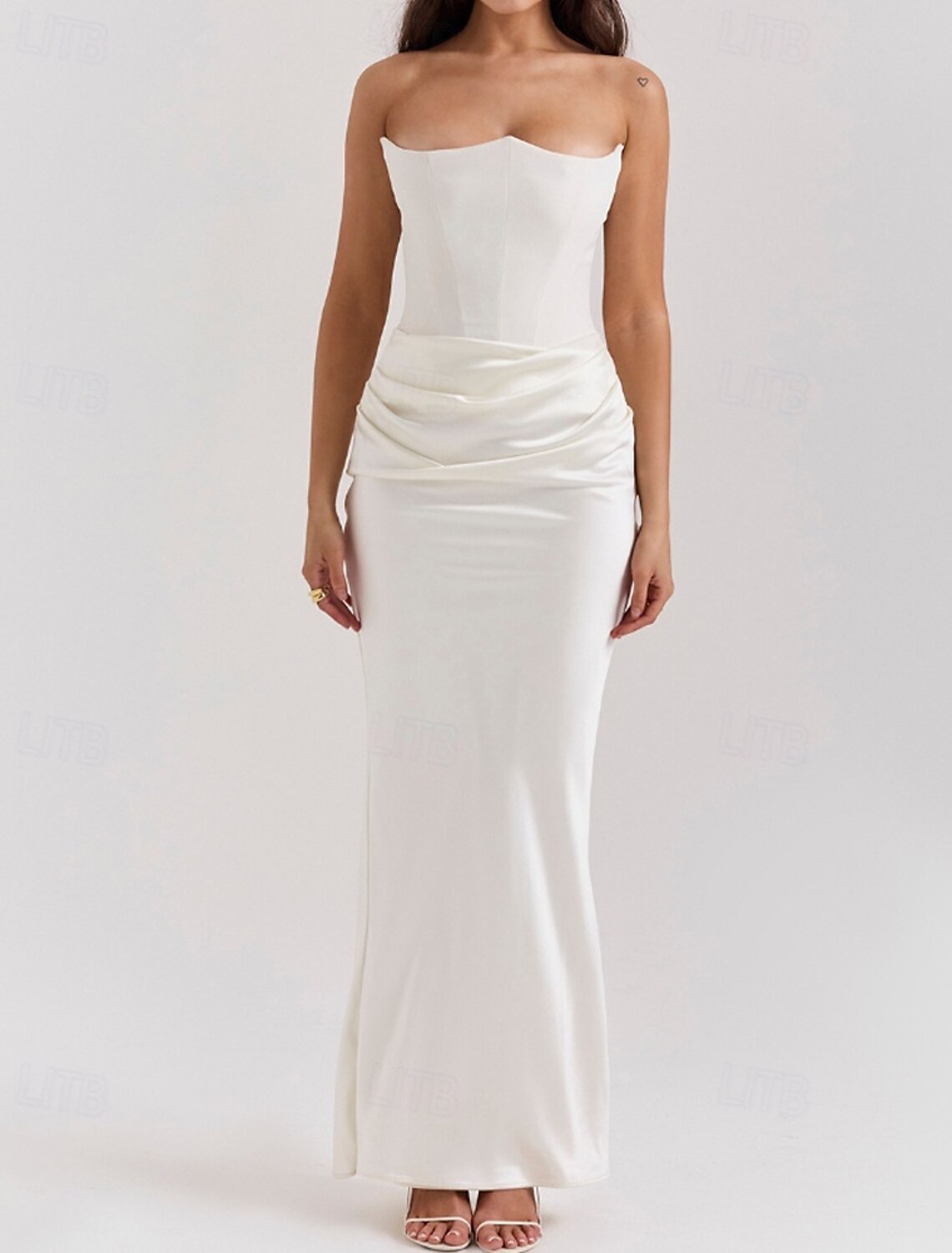 Women's Long Dress Maxi Dress White Dress Graduation Dress Prom Dress Party Dress Elegant Fashion Party Special Occasion Evening Party Regular Fit Plain Sleeveless Strapless Black White Pink Red