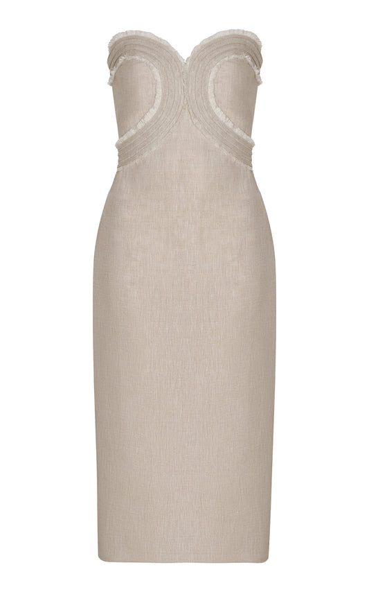 Playa de Ti Strapless Linen Midi Dress Full of charm simple and atmospheric