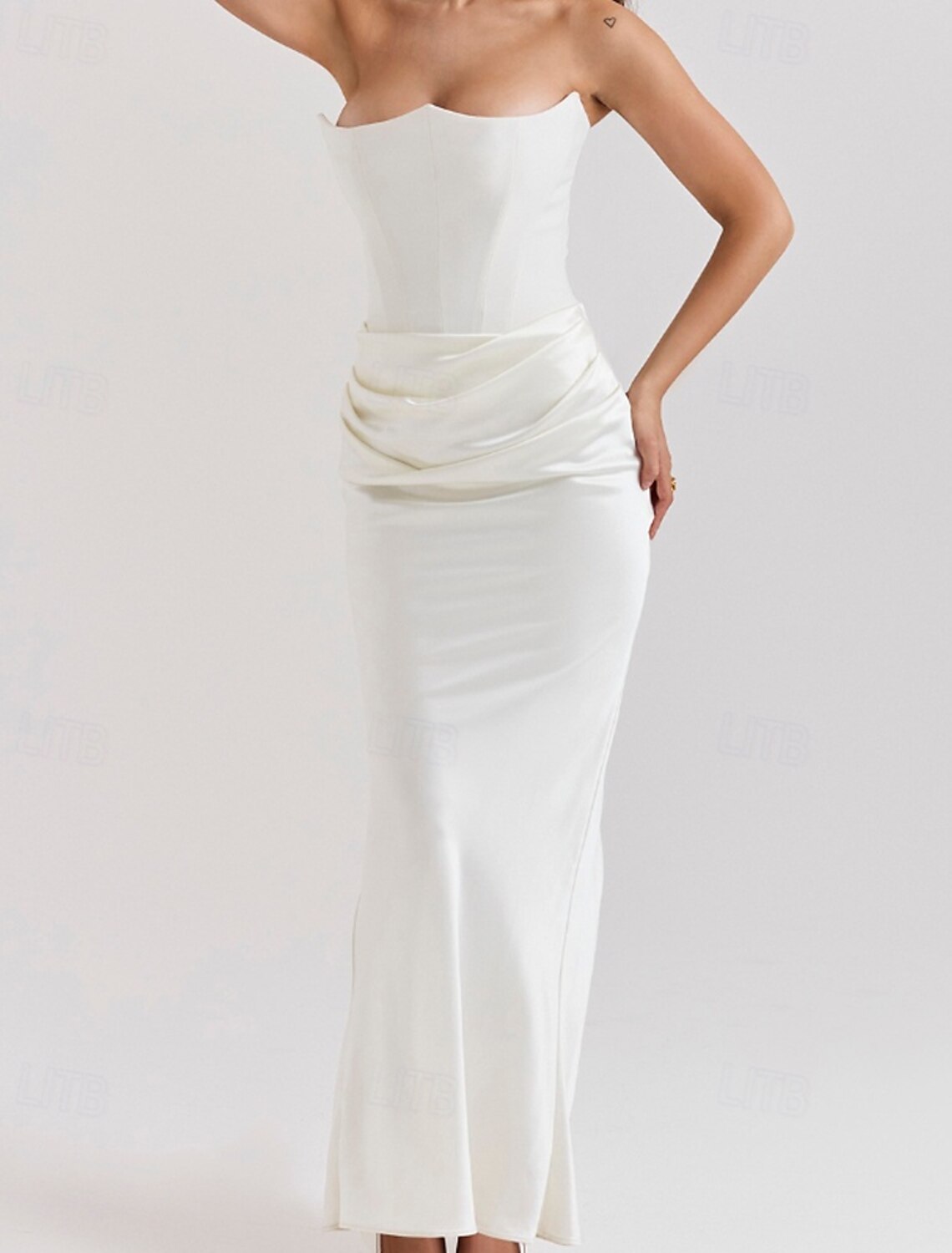 Women's Long Dress Maxi Dress White Dress Graduation Dress Prom Dress Party Dress Elegant Fashion Party Special Occasion Evening Party Regular Fit Plain Sleeveless Strapless Black White Pink Red