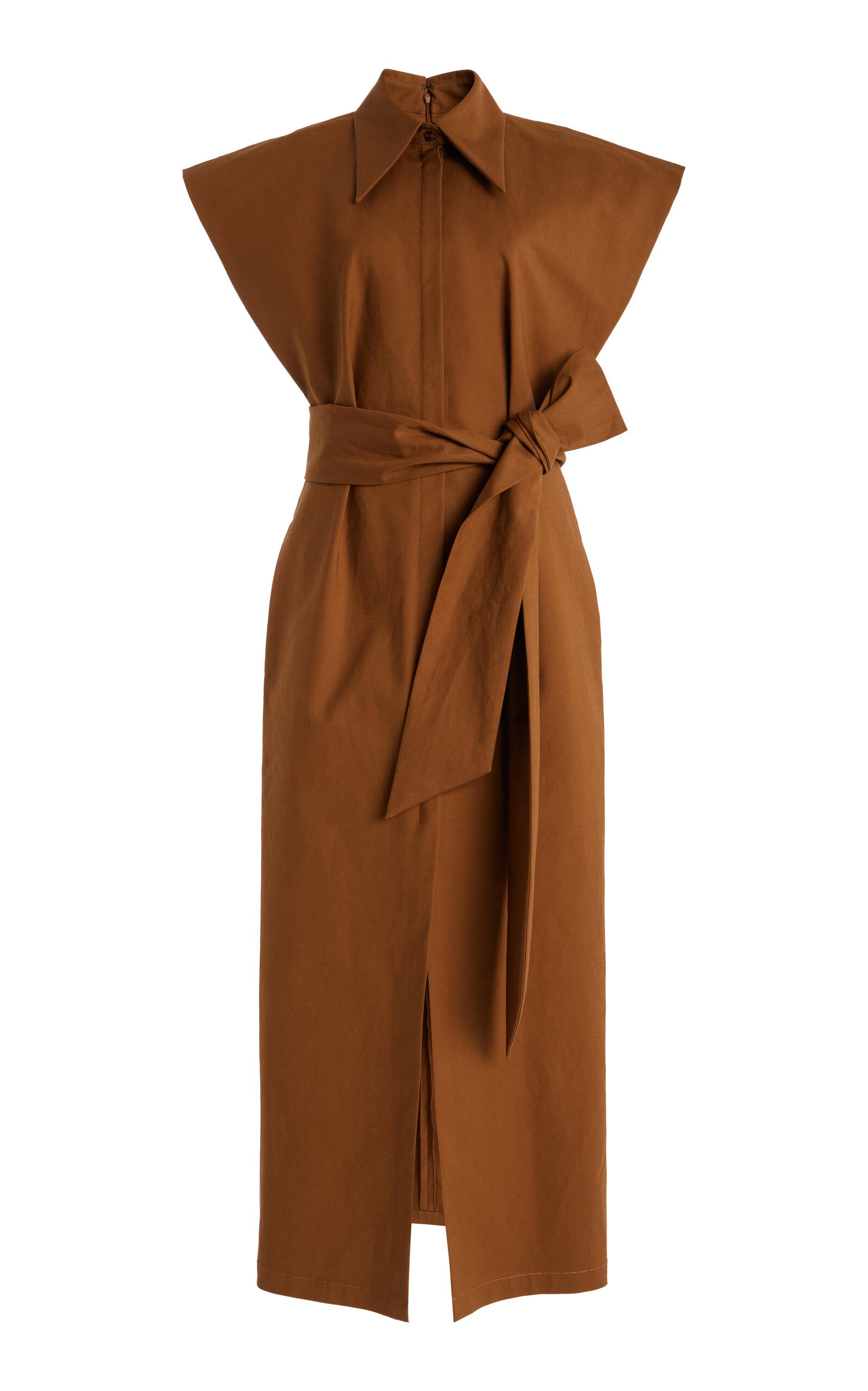 Stretch-Cotton Midi Shirt Dress Full of charm simple and atmospheric