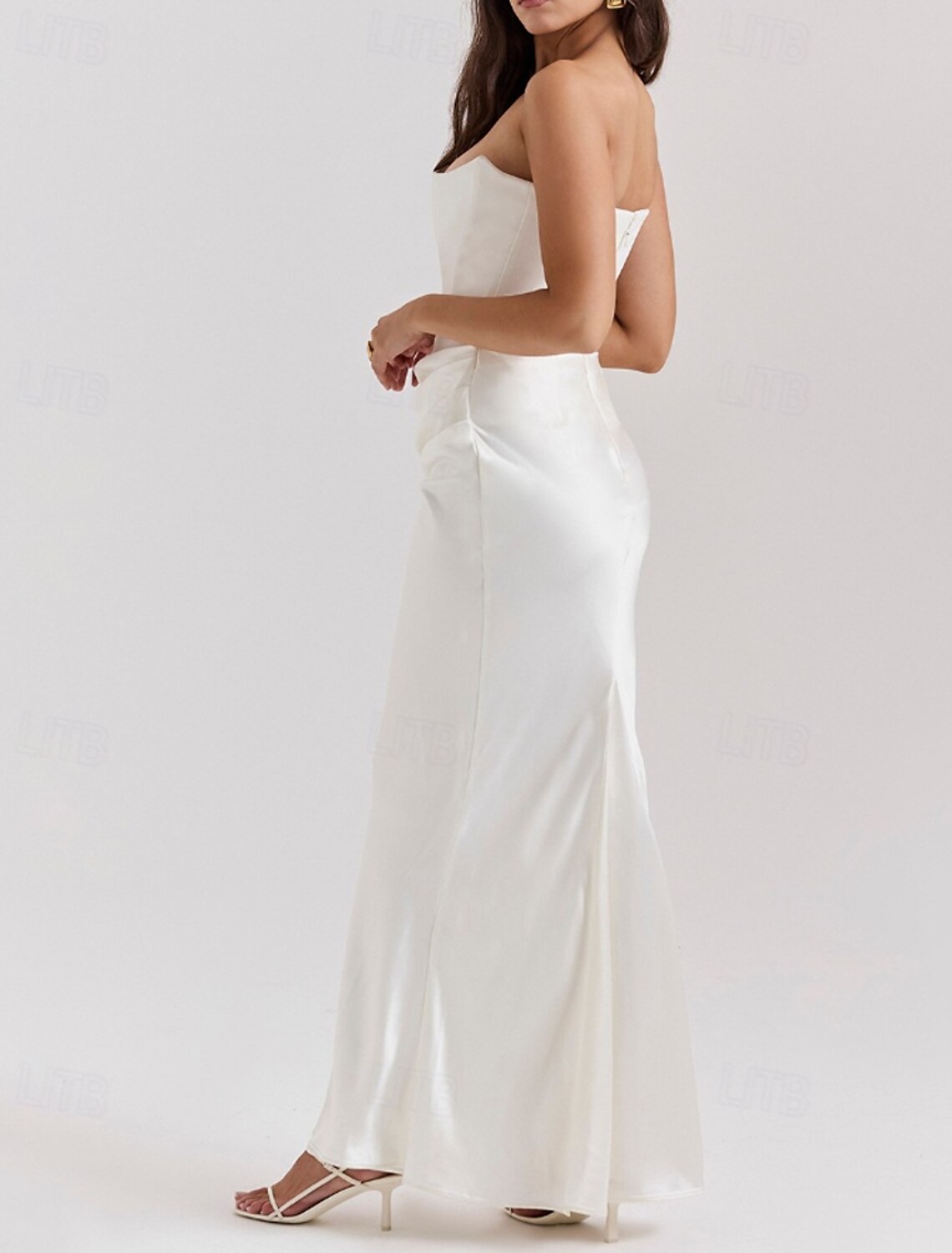 Women's Long Dress Maxi Dress White Dress Graduation Dress Prom Dress Party Dress Elegant Fashion Party Special Occasion Evening Party Regular Fit Plain Sleeveless Strapless Black White Pink Red