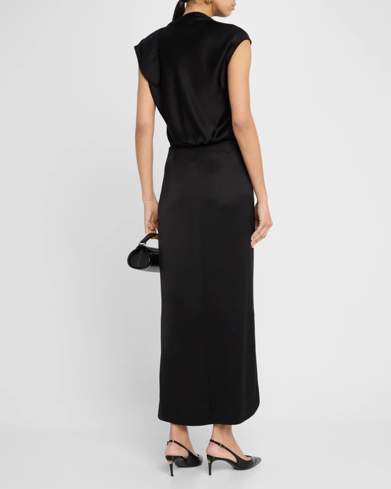 Cap-Sleeve Double Silk Satin Gown Beautiful and charming simple and unique design