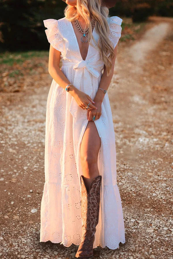 Sexy V Neck Ruffle Dress Simple atmospheric beautiful and unique desi