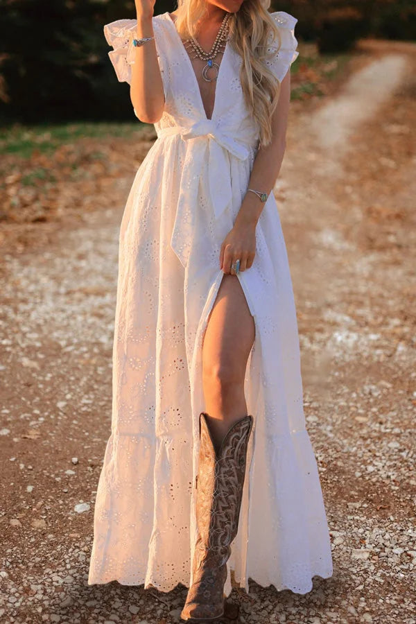 Sexy V Neck Ruffle Dress Simple atmospheric beautiful and unique desi