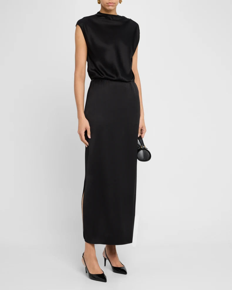 Cap-Sleeve Double Silk Satin Gown Beautiful and charming simple and unique design