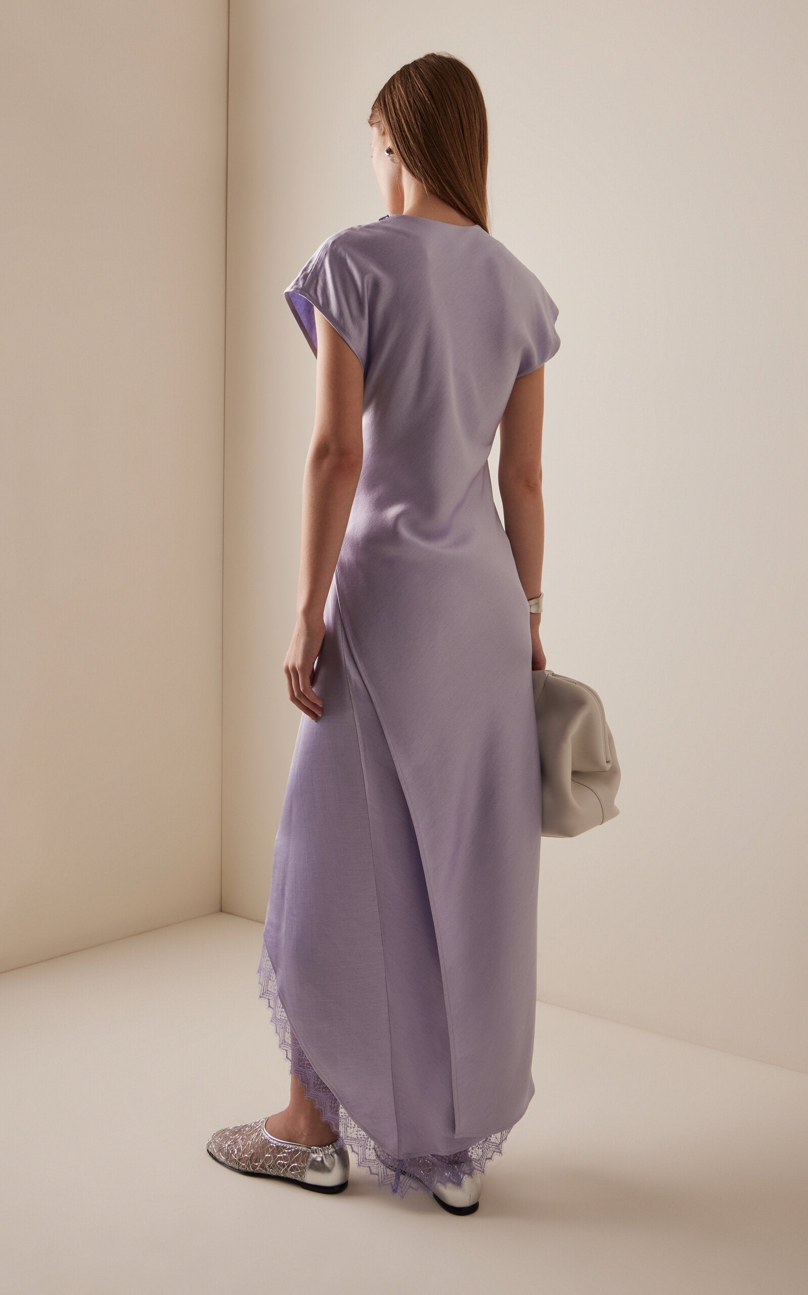 Asymmetric Satin Maxi Dress Simple gentle beautiful and grand