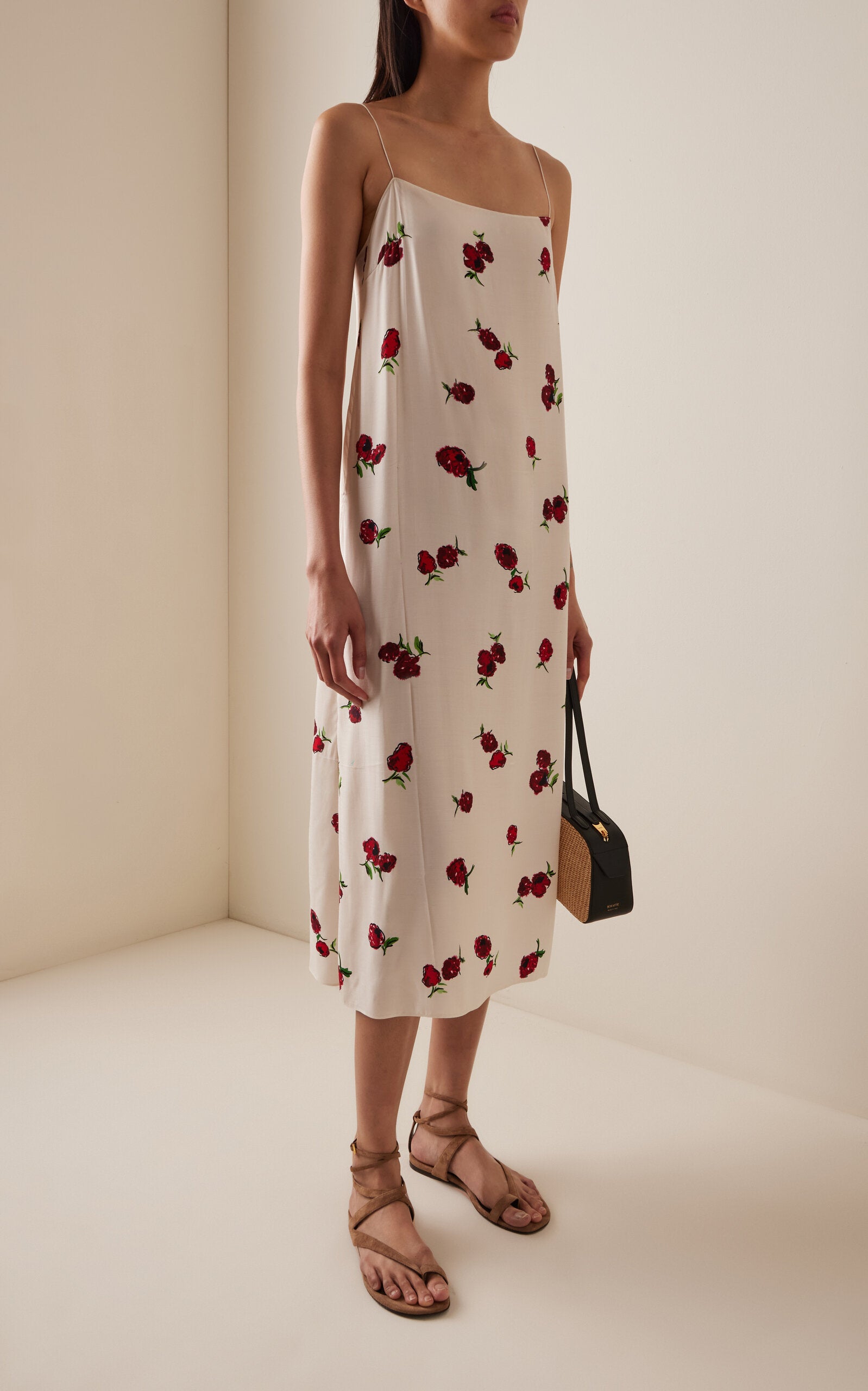 Sicily Printed Silk Midi Dress Full of charm simple and atmospheric