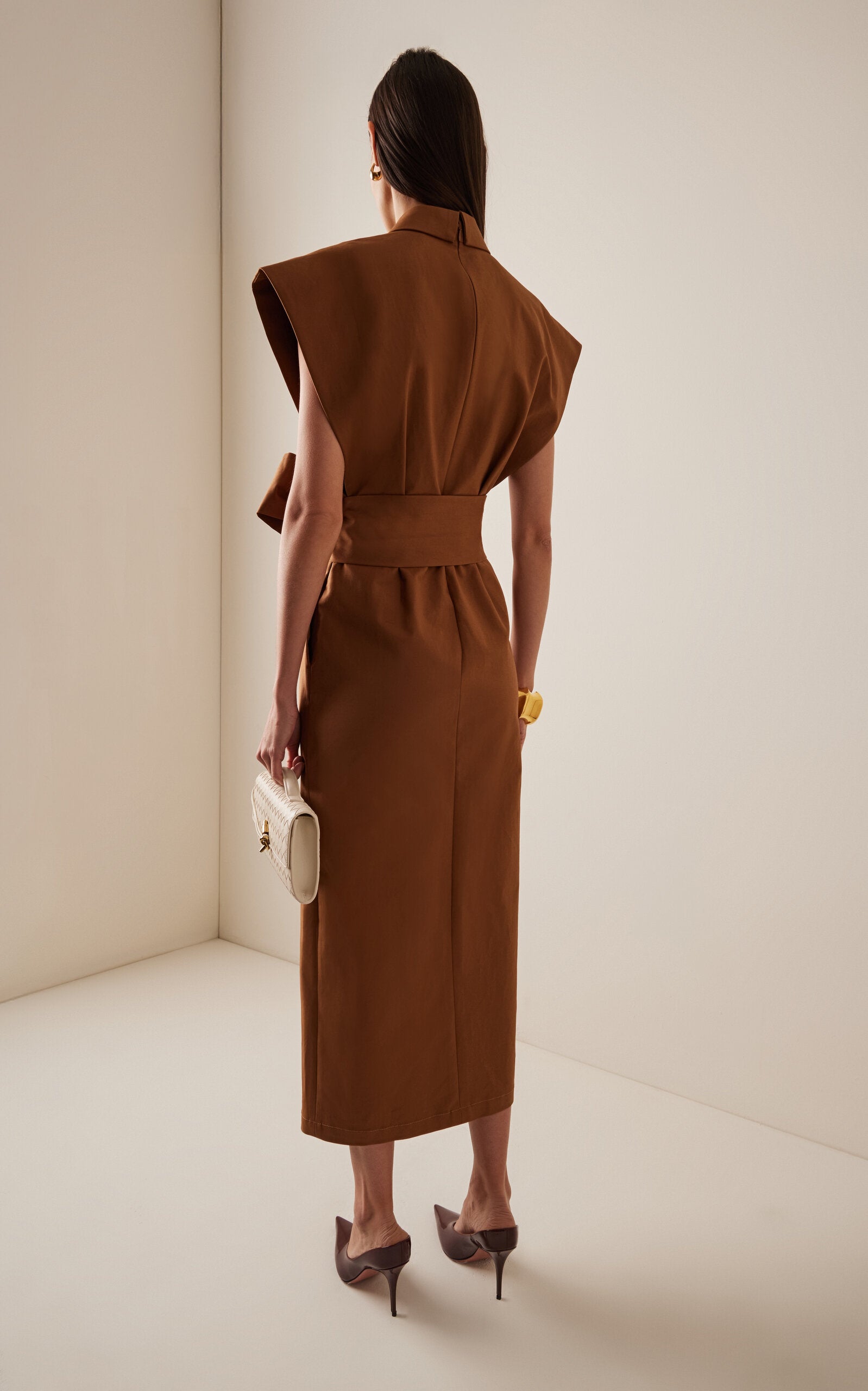 Stretch-Cotton Midi Shirt Dress Full of charm simple and atmospheric