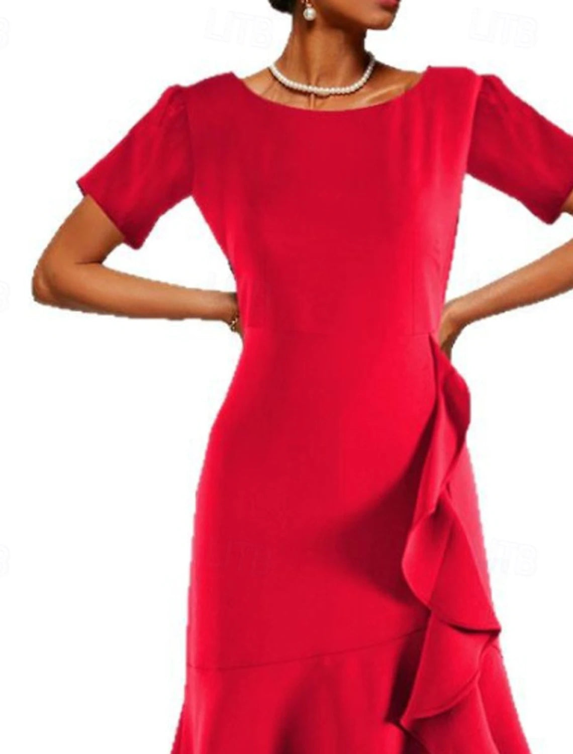 Women's Midi Dress Prom Dress Party Dress Peplum Dresses Fashion Party Evening Party Regular Fit Plain Short Sleeve Crew Neck Black Wine Summer