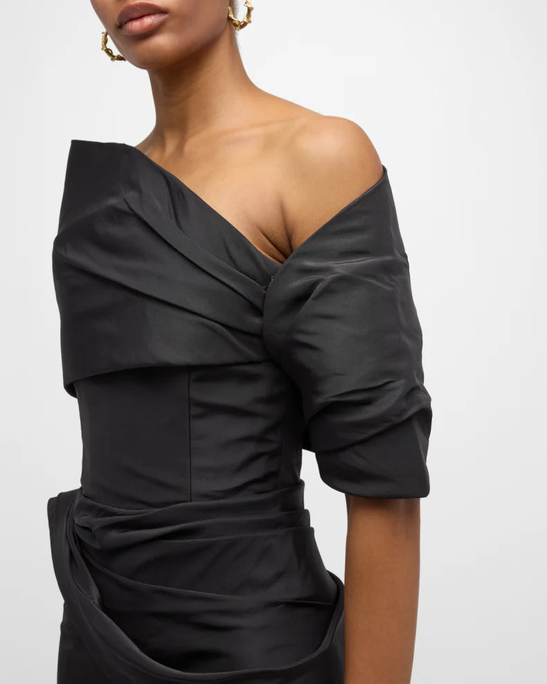 Draped Mini Cocktail Dress With Draped Stole Charming and unique design Beautiful generous simple