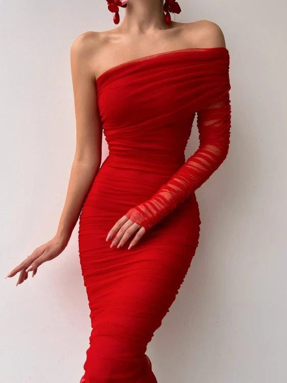 Cocktail dress for wedding guest tulle red prom dress formal dress for woman