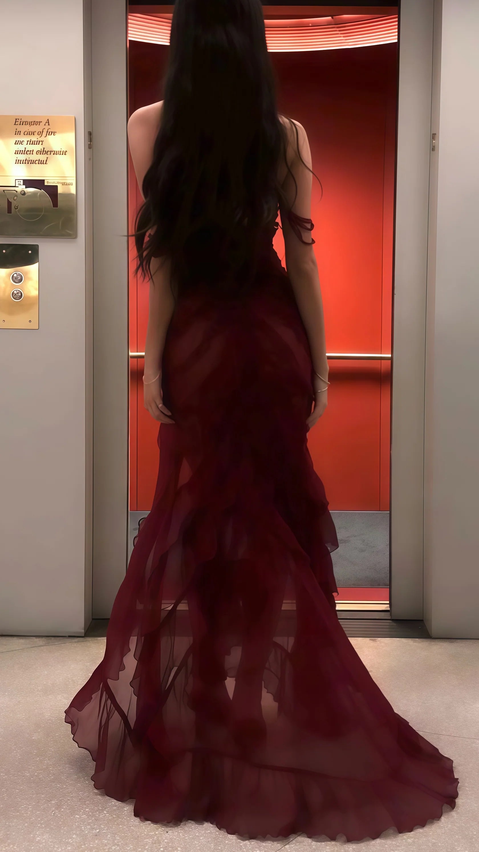 Sexy Mermaid Beautiful elegant and unique design Prom Dress Burgundy Chiffon Evening Prom Dresses, Sexy Party Dance Dress