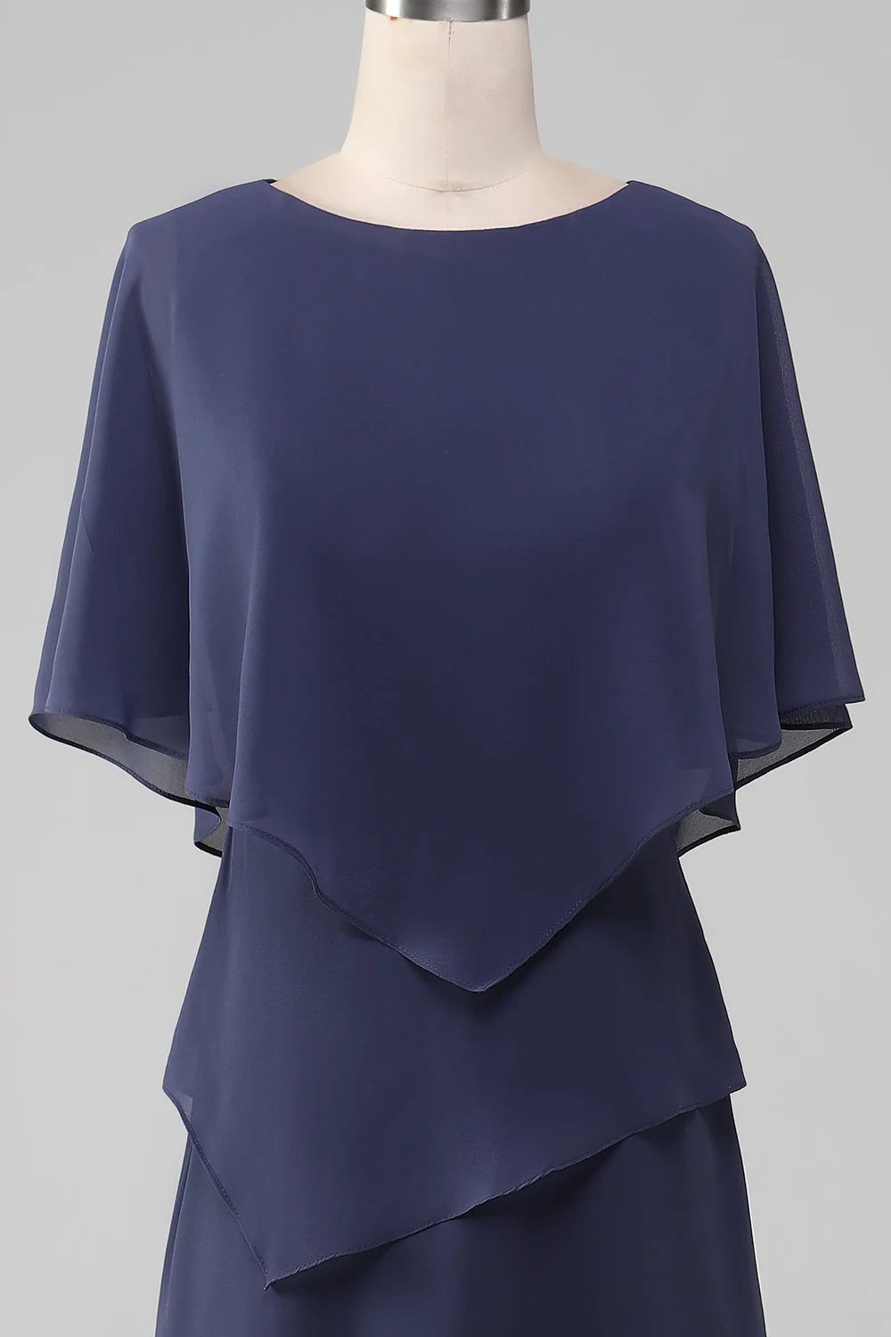 Stormy Sheath/Column Scoop Tea-Length Chiffon Mother of the Bride Dress