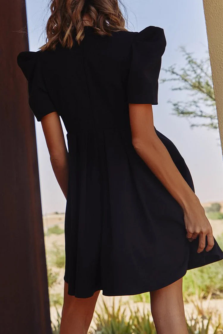 Sexy Solid Zipper V Neck Mini Dress Dresses Simple atmospheric beautiful and unique desi