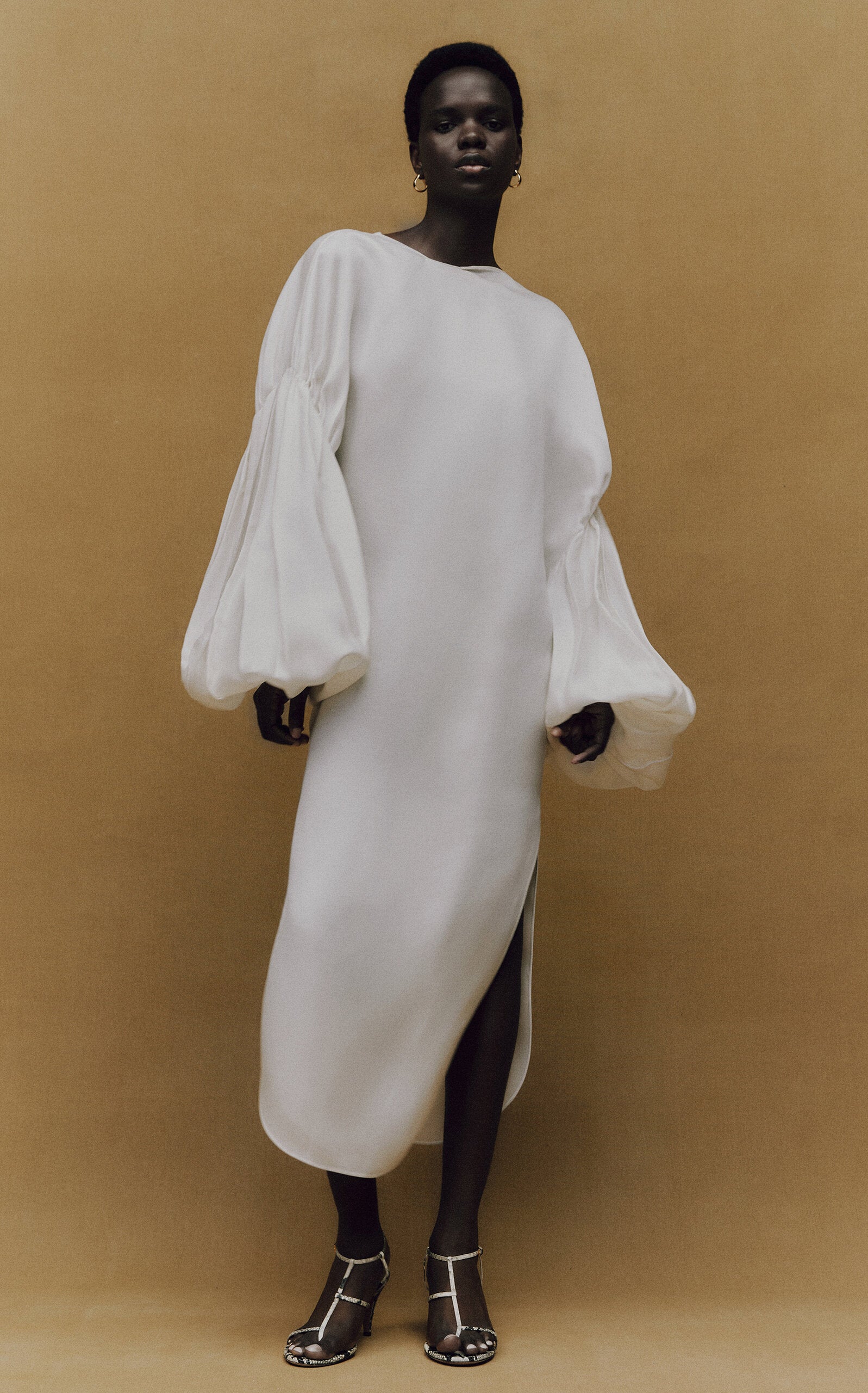 Zelma Oversized Silk Midi Dress Simple gentle beautiful and grand