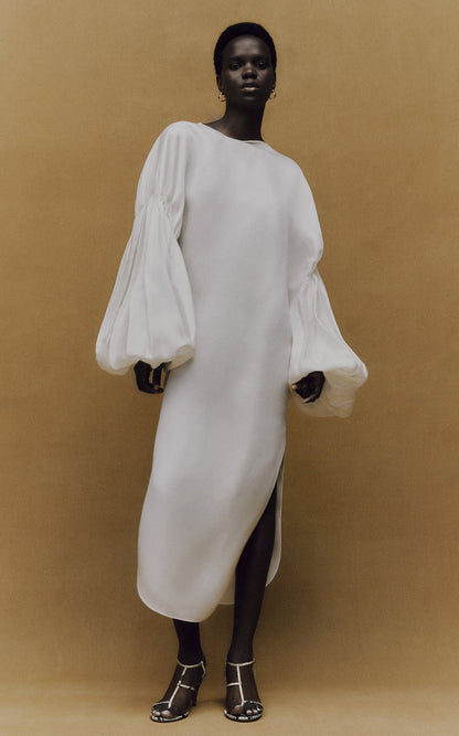 Zelma Oversized Silk Midi Dress Simple gentle beautiful and grand