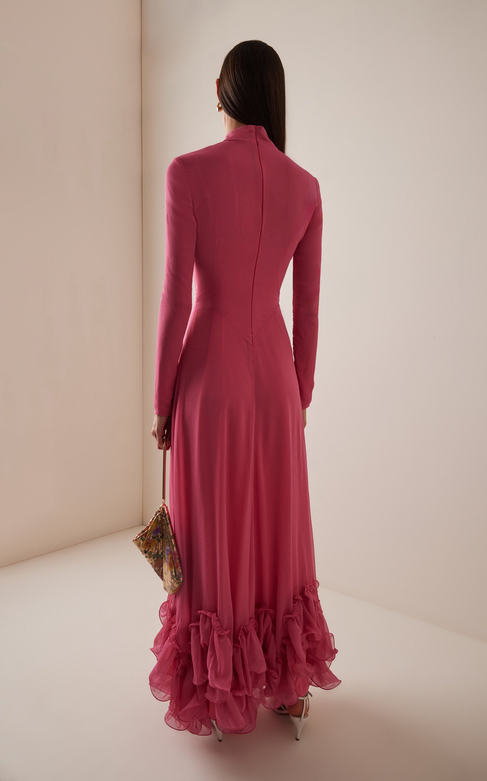 Ruffled Chiffon Gown Simple gentle beautiful and grand