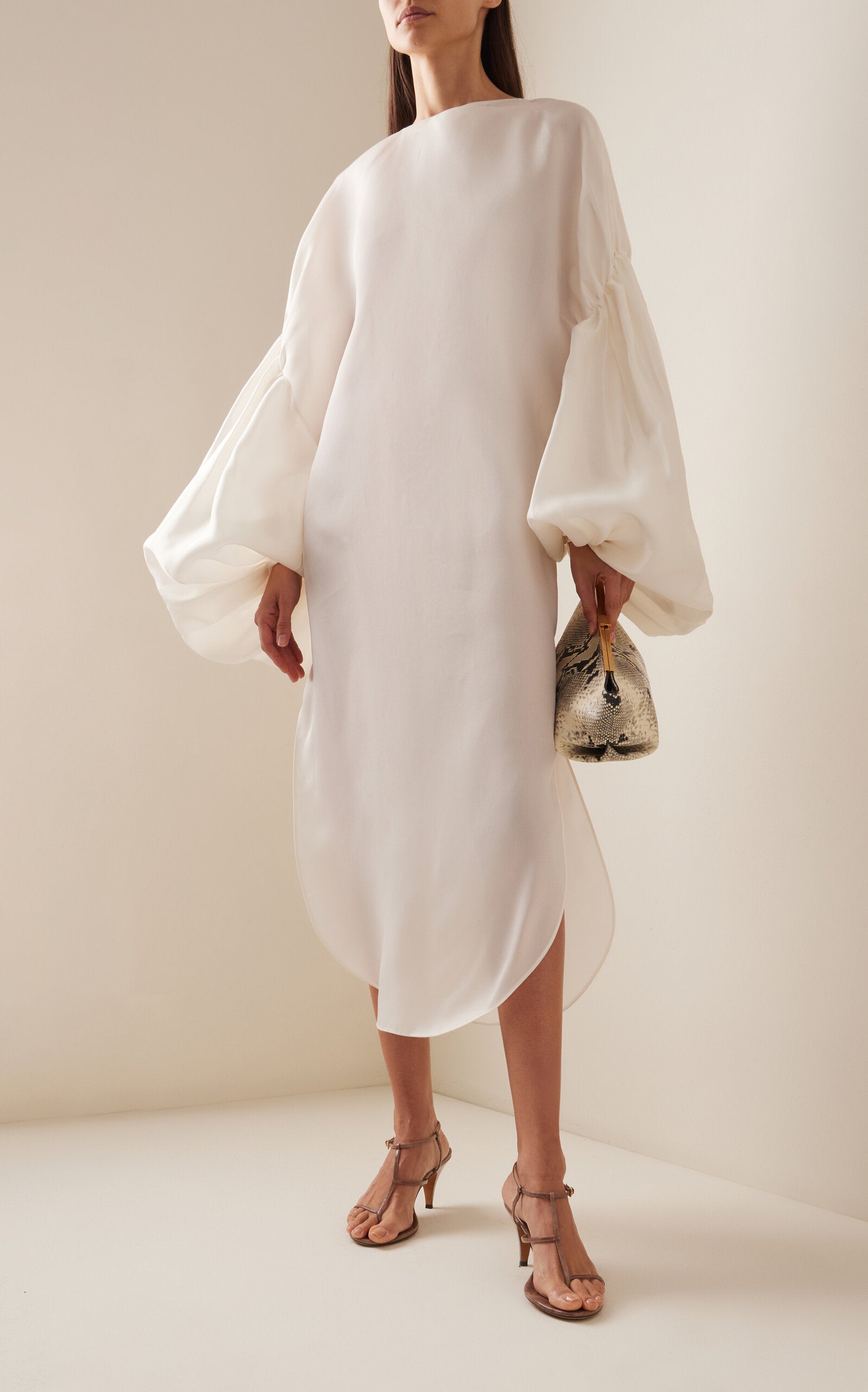 Zelma Oversized Silk Midi Dress Simple gentle beautiful and grand