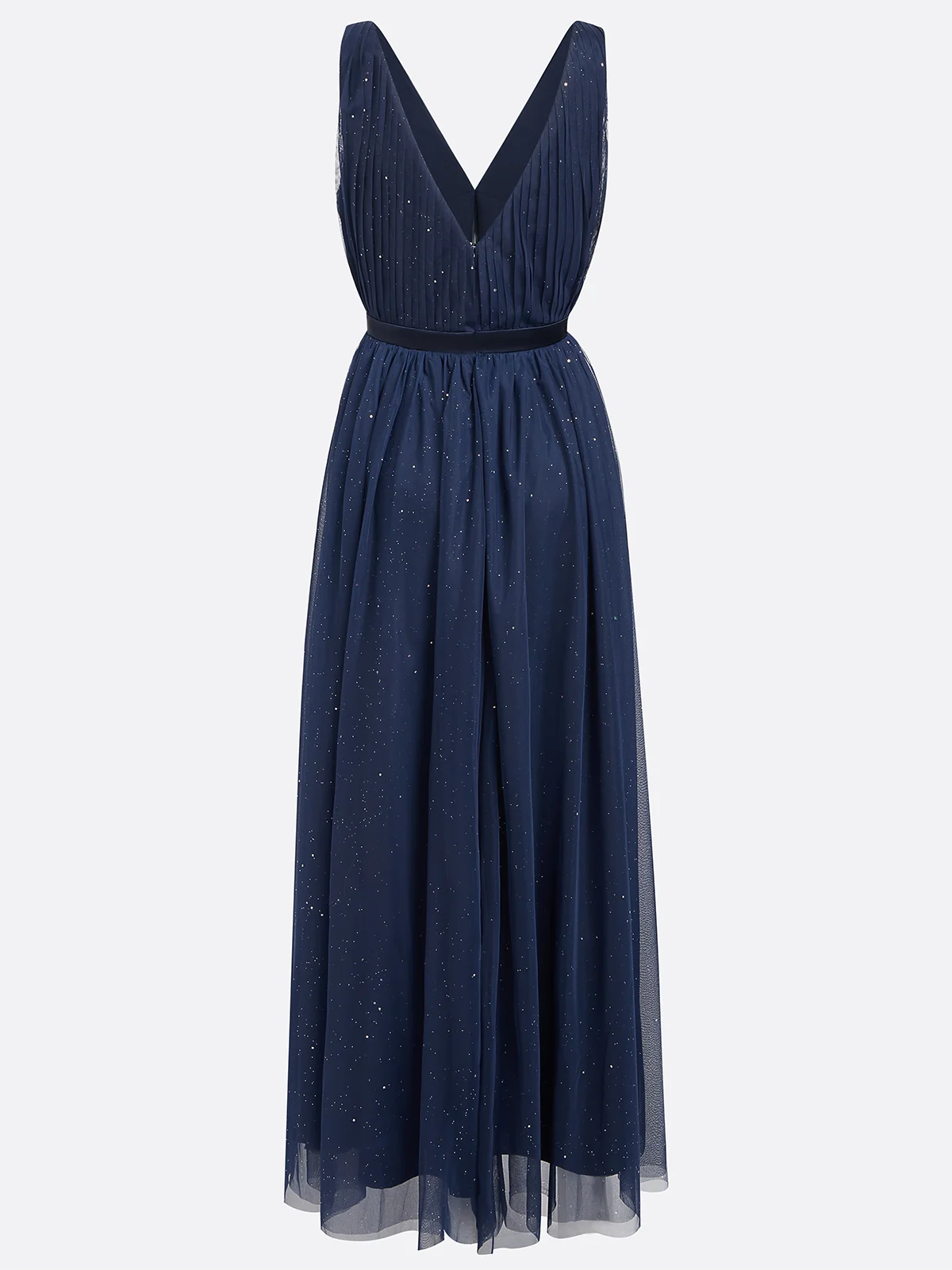 Simple beautiful generous and full of charm Purplish Blue Mesh Classic V Neck Sleeveless Sheath Maxi Dress