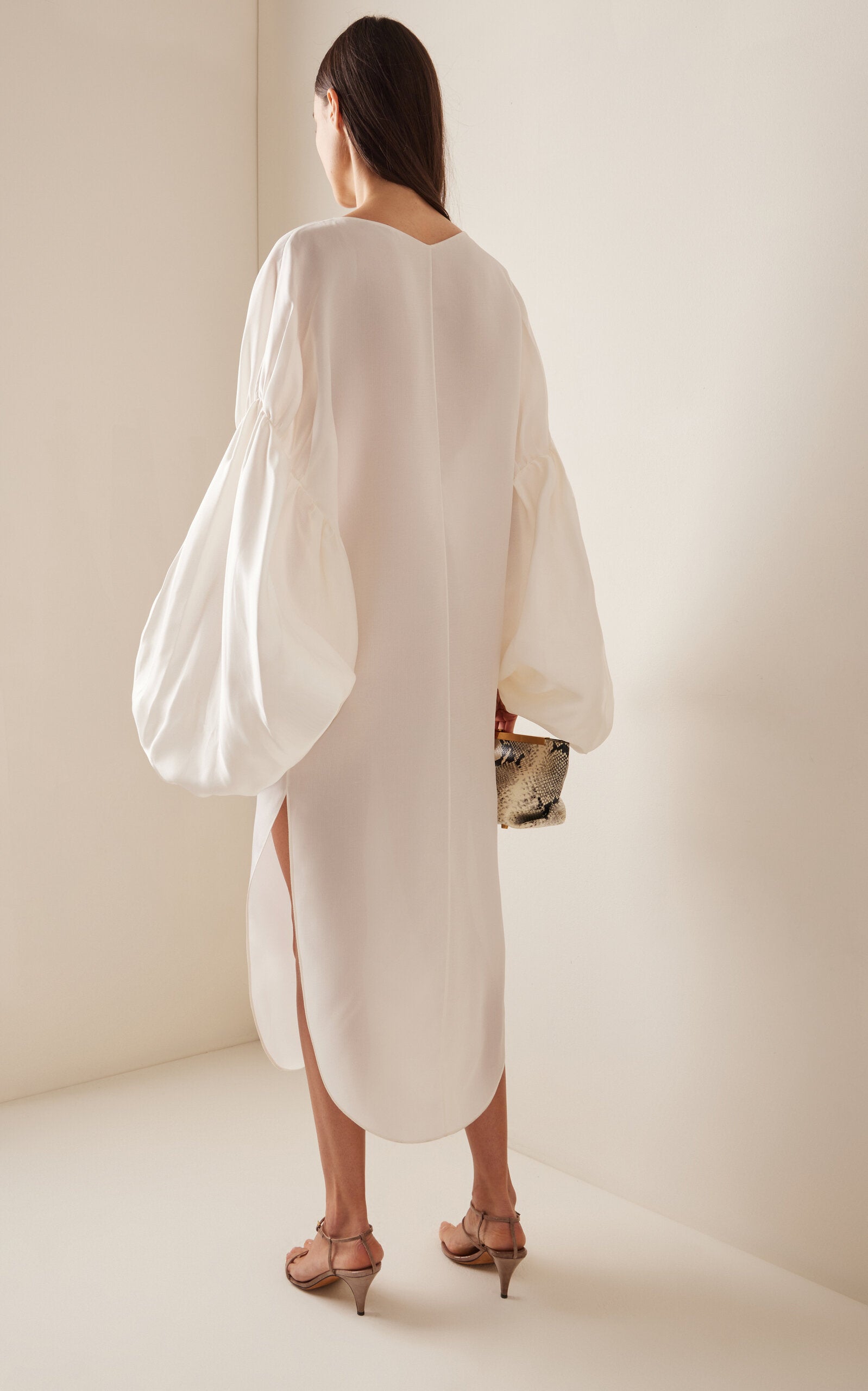 Zelma Oversized Silk Midi Dress Simple gentle beautiful and grand