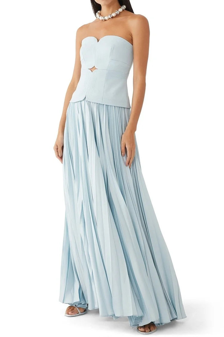 Sweetheart Neck Off-Shoulder Pleated Midi Dress Simple atmospheric beautiful and unique desi