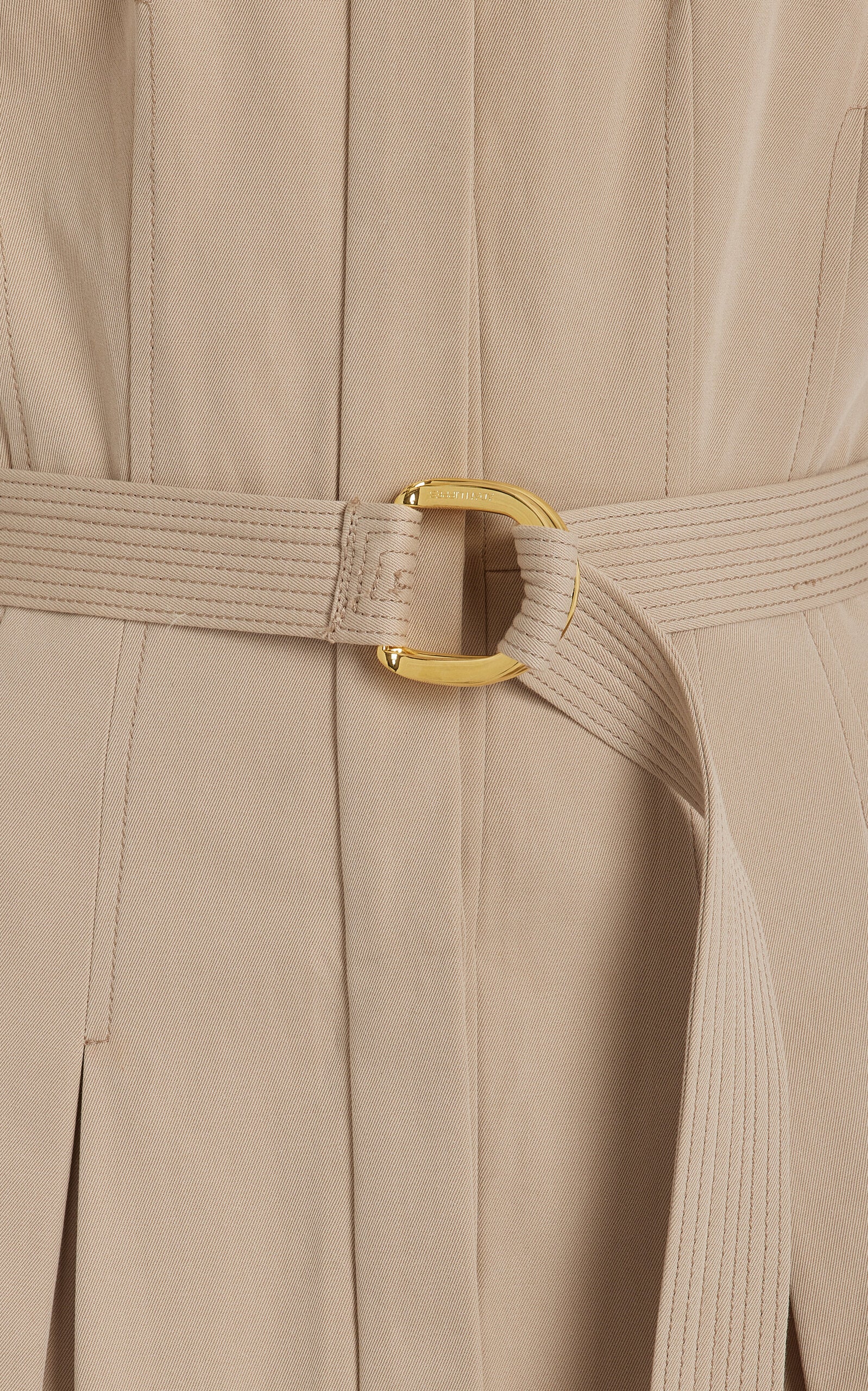 Belted Cotton Twill Midi Shirt Dress Full of charm simple and atmospheric