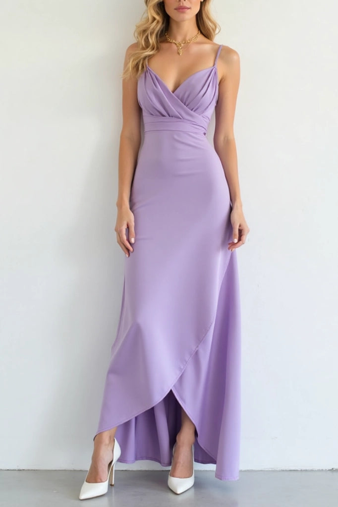 Vacation Wrap Dress Purple Straps Maxi Holiday Dress Simple beautiful generous and full of charm