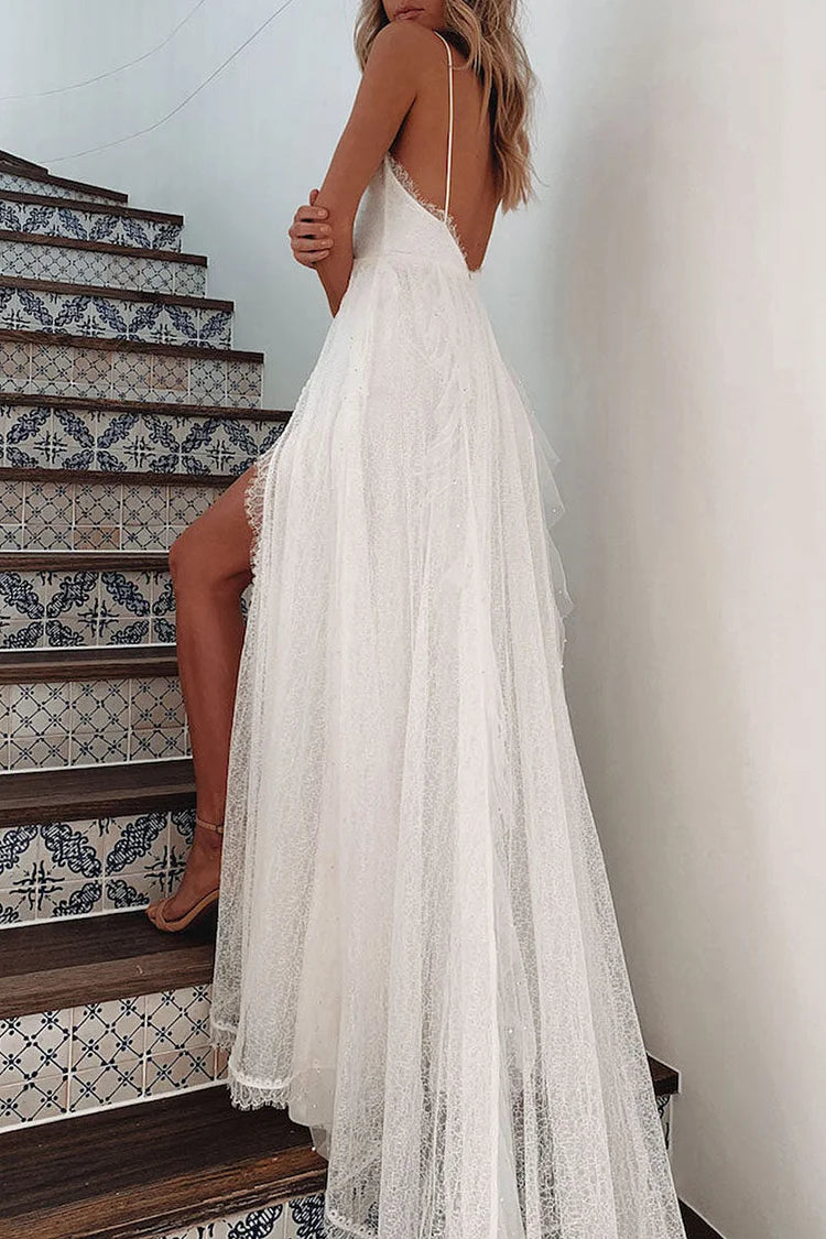 Fashion Sexy Solid Patchwork V Neck Irregular Dresses Simple atmospheric beautiful and unique desi