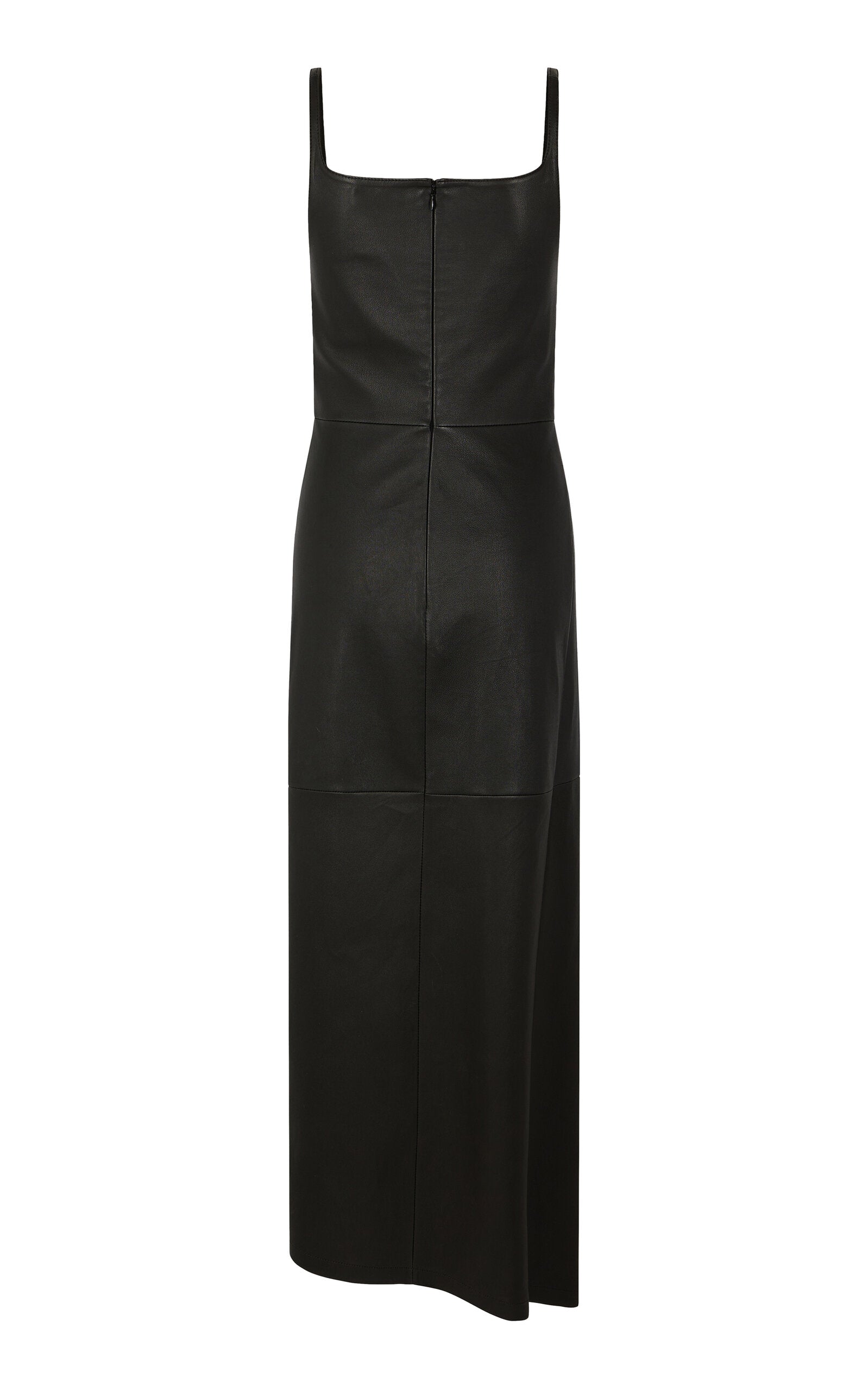 Button-Detailed Leather Midi Dress Full of charm simple and atmospheric