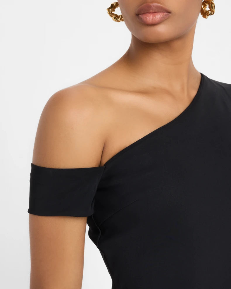 Bodycon One-Shoulder Peplum Midi Dress Simple beautiful generous and full of charm
