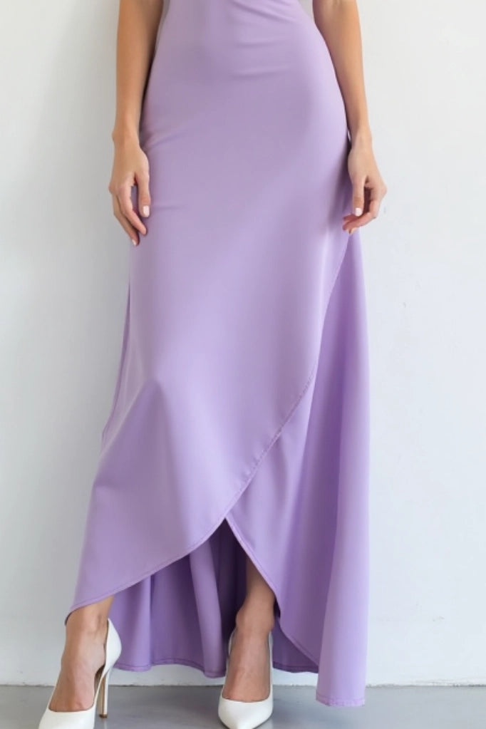 Vacation Wrap Dress Purple Straps Maxi Holiday Dress Simple beautiful generous and full of charm