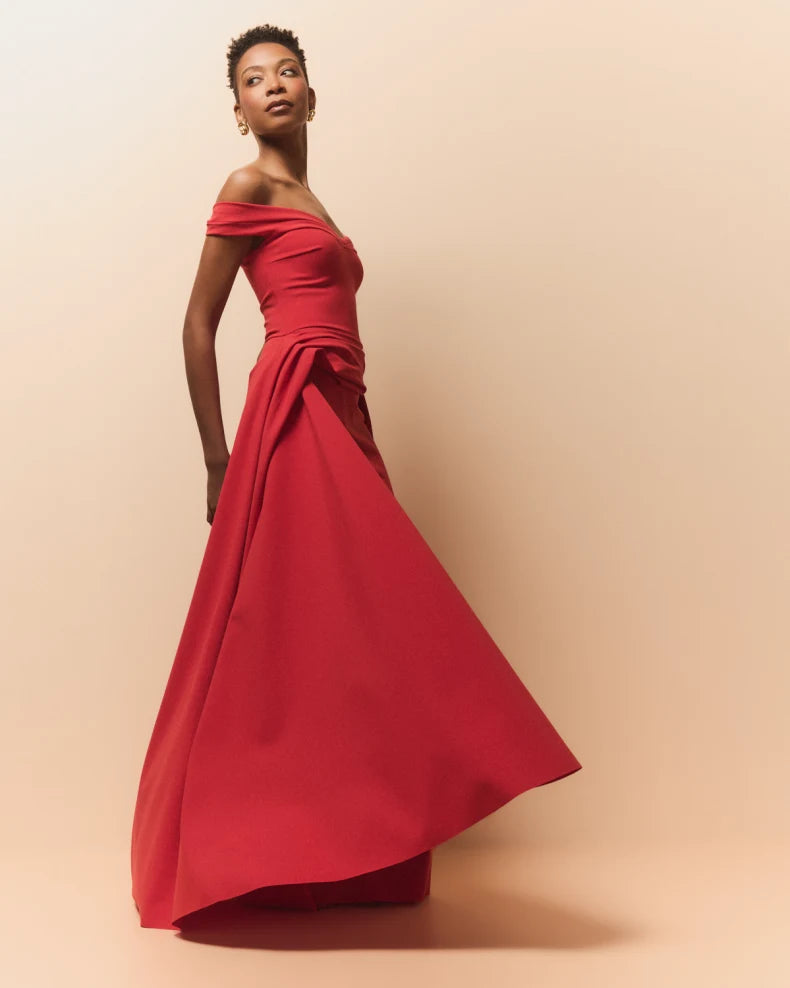 Radisvi Draped Off-Shoulder Gown Beautiful and charming simple and unique design