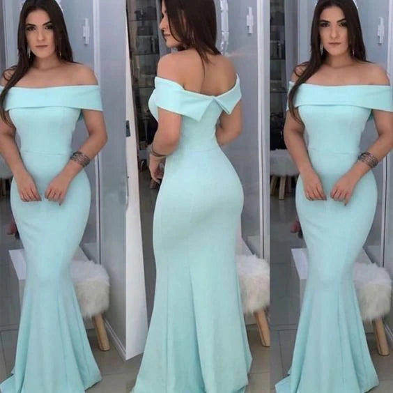 turquoise blue simple evening dresses boat neck mermaid elegant cheap long evening gowns